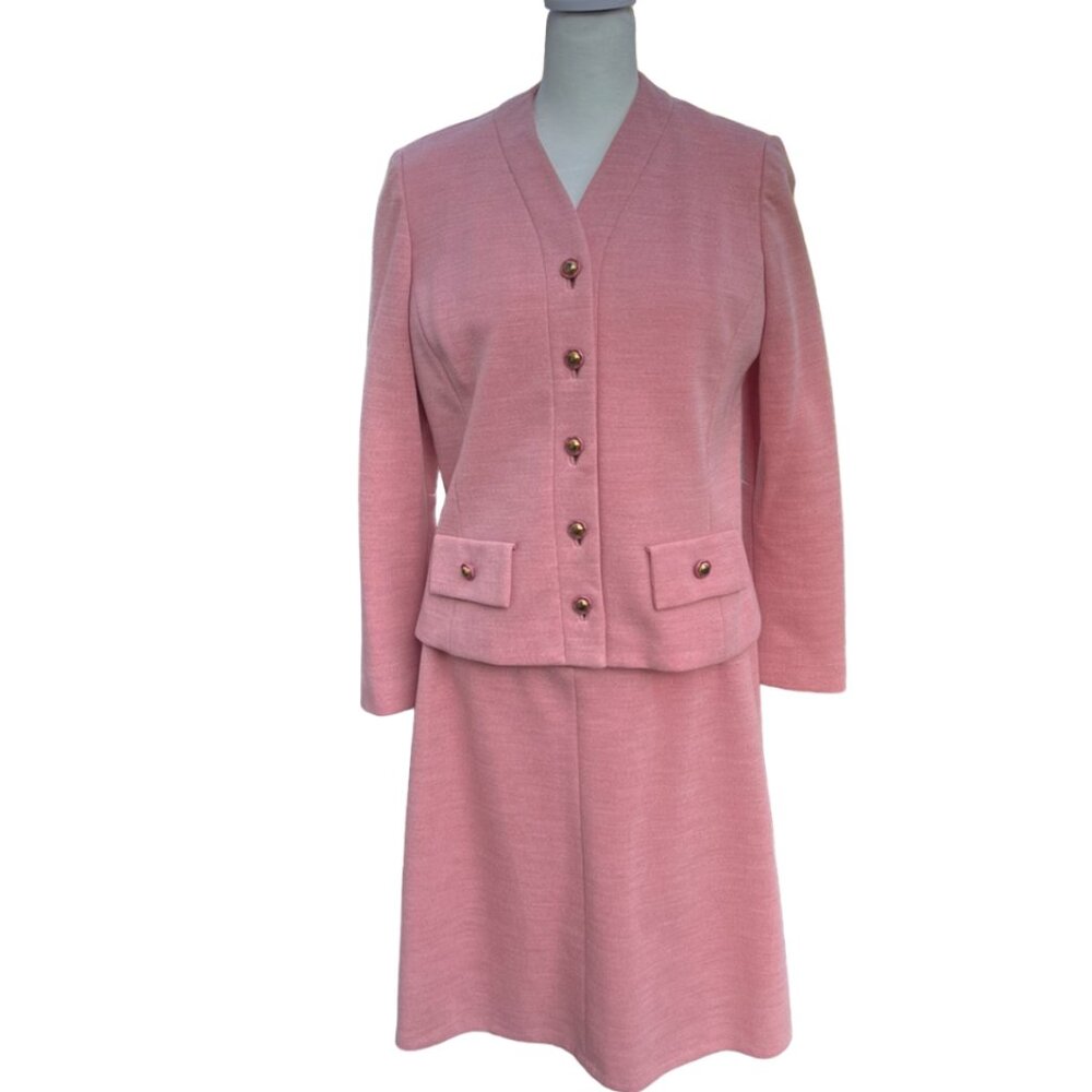 Pink Blazer Jacket and Matching Dress Knit Set | Vintage 1960's Office Wear 🌆😍